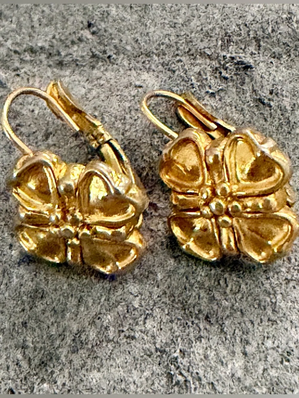 Vintage 1970’s Monet Lever-Back 4 Leaf Clover Earrings